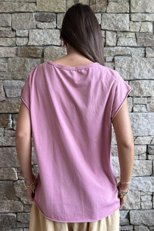  Classic Cotton Cap Sleeve Tee Rose